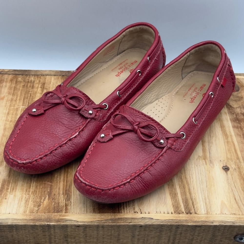 Marc Joseph Cypress Hill Red Leather Driving Mocs Loafers Size 10 Flats